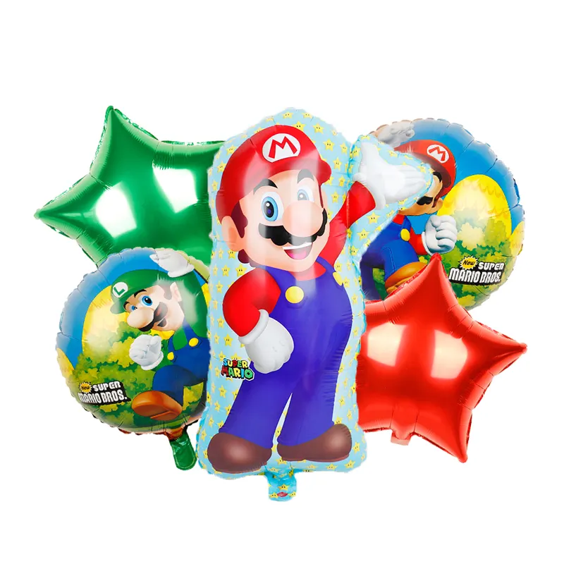 Conjunto de globos de película de aluminio de Super Mario, modelo de dibujos animados de Mario, juego de entretenimiento para niños, Escena de fiesta, decoración, suministros de globos