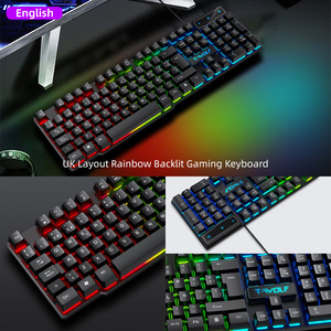Teclado para juegos T20 con cable, iluminado, en árabe, español y ruso, teclado de membrana, 104 teclas, accesorios para computadora, teclado para juegos. - Product Image 6