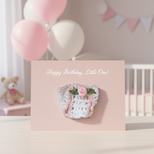 Mini Bomboniere a Forma di Pannolino Lavorato all'Uncinetto 5X5CM, Rosa, per Mini Feste, Modo Adorabile per Annunziare il Nome del Bambino, Ideale come Biglietto Regalo - Product Image 1