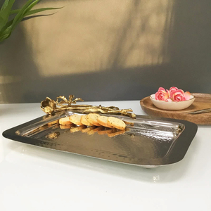 Plateau décoratif en acier inoxydable pour les centres de Table, plateau en Aluminium pour salade et Fruits et aliments - Product Image 2