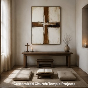 Decorazione Religiosa Dipinto Astratto di Gesù su Tela Pesante Testurizzata Beige Marrone con Versetto Biblico Regalo Cristiano <span class=keywords><strong>Arte</strong></span> Murale con Croce - Product Image 4