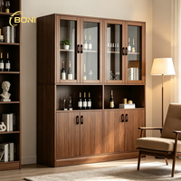 Meuble de présentation de vin moderne MARFA, armoire de bar en bois avec porte vitrée, buffet de salon fini, fournisseur en gros