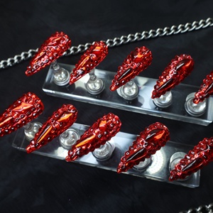 Uñas postizas de lujo con diseño de estrella y mariposa, acrílicas, hechas a mano, de cobertura completa, al por mayor, precio de fábrica. - Product Image 3