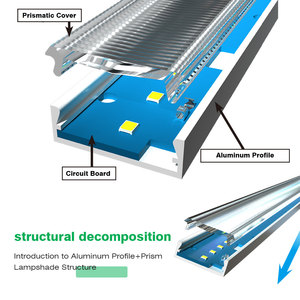 <span class=keywords><strong>Led</strong></span> theo dõi hồ sơ nhôm ánh sáng tuyến tính với lăng kính khuếch tán thiết kế hiện đại trong nhà sử dụng ánh sáng bao gồm hình dạng dòng - Product Image 6