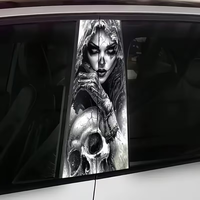 Autocollant de poteau B de voiture, motif squelette de femme, Halloween, en PVC imperméable, pour décoration de colonne centrale de voiture