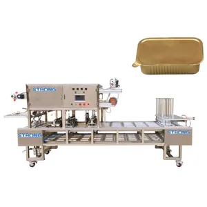 Automatic Continuous Aluminium Foil Container Dog Food Cat Food Food Tray Filling Sealing Packaging Machine