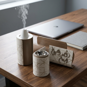Brûleur d'encens en bois avec insert métallique, diffuseur d'aromathérapie, style japonais, utilisation toute saison, décoration Ramadan Eid, design unique - Product Image 1