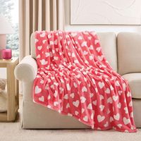 Luxe, knusse, moderne micropluche deken met zacht hartprint flanellen fleece voor bank, bed, vliegtuig, alle seizoenen, Valentijnsdag, Kerstmis