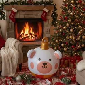 Bolas y bastones navideños inflables TANYOZHE para decoraciones navideñas al aire libre de 120 cm con diseño de Feliz Navidad - Product Image 3