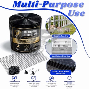 Kit de protection contre les nuisibles pour panneaux solaires, filet anti-nuisibles de 1/2 pouce, filet anti-oiseaux en vinyle noir avec crochets en J noirs, filet anti-oiseaux fixe - Product Image 1