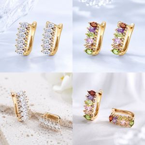 ต่างหูแฟชั่นผู้หญิง18K สีโรสโกลด์ชุบสีฟ้าแวววาวเครื่องประดับคอสตูม CZ ต่างหูสำหรับผู้ผลิตขายส่ง - Product Image 4