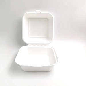 LOGO Print Fibra De <span class=keywords><strong>Bagazo</strong></span> Desechable Envasado De Alimentos Caja De Hamburguesa - Product Image 1