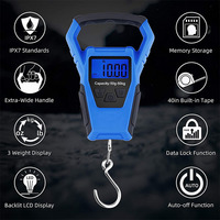 Balance électronique suspendue J&R Orange haute précision, robuste, 50 kg, avec écran LCD rétroéclairé, règle intégrée et ruban à mesurer rétractable en acier