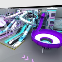 Equipo de Parque Temático Interior de 2300 m² con Tobogán Espiral Futurista, Trampolín, Torre de Escalada y Circuito Ninja para Centros Comerciales