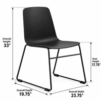 Chaise de bureau minimaliste nordique, structure en acier, assise et dossier monobloc, empilable pour le rangement