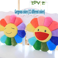 Cojín de Asiento de Peluche Personalizado de Takashi Murakami con Diseño de Girasol, Cojín de Algodón PP Súper Suave para Aliviar el Estrés