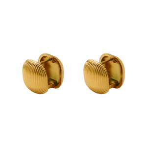 Geometric Cuff Earrings 316 Titanium Steel Metallic Texture Women's Jewelry - Product Image 5