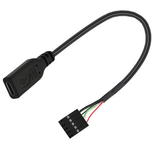 <span class=keywords><strong>C</strong></span>âble adaptateur <span class=keywords><strong>USB</strong></span> 2.0 <span class=keywords><strong>Type</strong></span>-<span class=keywords><strong>C</strong></span> femelle blindé de 20 cm à montage sur panneau avec trous de fixation, 9 broches, pour connecteur de carte mère (conducteur en cuivre) - Product Image 3