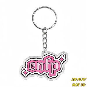 Portachiavi in acrilico tipo personalità <span class=keywords><strong>ENFP</strong></span>, con scritte rosa stile graffiti e brillantini, ciondolo con bordo trasparente per chiavi o borse - Product Image 1