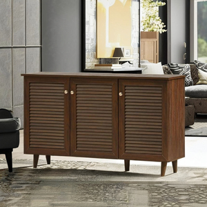 Scarpiera Moderna Marrone in Legno a 3 Ante con Design a Persiana, Elegante Organizzatore per Scarpe da Ingresso e Soggiorno 2026 - Product Image 3