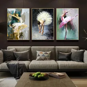 Dans balerin tuval boyama bale dansçısı boyalı soyut kız boyama duvar sanat resmi duvar ev oturma odası dekor