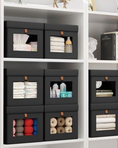 Contenedores Plegables para Almacenamiento de Ropa con Asas y Ventana, Organizador de Tela para Armario, Caja de Almacenamiento para Sala de Estar o Dormitorio - Product Image 5