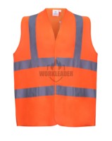 Chaleco de Seguridad Naranja de Alta Visibilidad, Reflectante, Ropa de Trabajo Industrial, Malla Transpirable, Chaleco de Construcción con Bolsillos