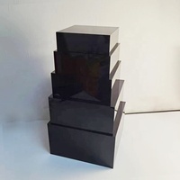 Présentoirs carrés noirs en acrylique (5 pièces) pour buffet, service traiteur, mariages, hôtels, Noël – Design moderne