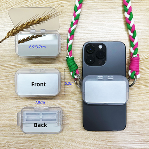 Fermaglio per telefono con specchietto per trucco a conchiglia messenger con clip trasparente con cordino intrecciato quadrato smerigliato universale - Product Image 4