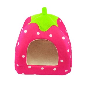 Vendita calda nuovo stile lavabile caldo morbido Ger punto d'onda fragola nido mezzo letto chiuso per gatti - Product Image 3