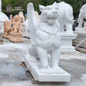 Statue de <span class=keywords><strong>griffon</strong></span> en pierre sculptée à la main TREVI, grande sculpture d'animal en marbre pour la décoration extérieure de l'entrée d'une villa - Product Image 6