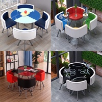 GEDO Petite table carrée/ronde en verre trempé Ensemble de chaises en cuir PU pour restaurant, salle à manger, réception, réunion, espace de loisirs