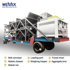 YHZS1000 Planta de dosificación de hormigón premezclado móvil Máquina mezcladora de hormigón forzado Línea de producción de estación de mezcla de hormigón móvil - Product Image 3