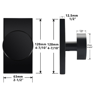 YoukeyHomi Hot Selling Zinc Alloy Cylinder Keyed Entry Entrance Classical Rectangular <strong>Door</strong> <strong>Knob</strong> Handle Lock Silver Matte Black - Product Image 3