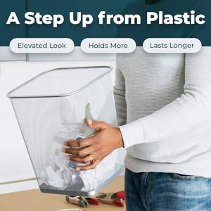 ถังขยะสี่เหลี่ยมตาข่ายโลหะเงินสำหรับสำนักงานและบ้านถังขยะสี่เหลี่ยมน้ำหนักเบาสำหรับห้องนอนห้องครัว - Product Image 6