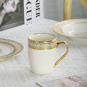 Vaisselle écologique en gros, bols et assiettes à bord <span class=keywords><strong>doré</strong></span>, <span class=keywords><strong>service</strong></span> de table en porcelaine - Product Image 4