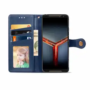 适用于 ASUS ZA550KL ZB602KL ZS660KL ROG Phone 2 圆形按钮商务保护套保护罩手机壳钱包外壳手机保护套