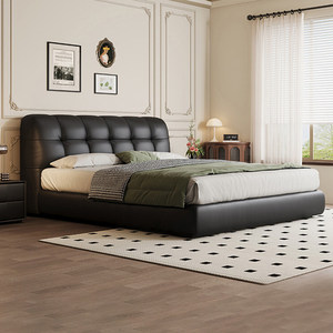 Base de Cama de Cuero Negro de Lujo Directo de <span class=keywords><strong>Fábrica</strong></span> con Cabecero Acolchado, Tamaño Queen, Cama Tapizada para <span class=keywords><strong>Muebles</strong></span> de Dormitorio - Product Image 1