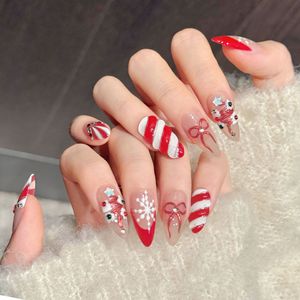 Original [Christmas Sugar Rhyme] Bonbons de Noël rouges <span class=keywords><strong>et</strong></span> blancs en forme de canne, flocon de neige, nœud, ambiance festive, couverture complète pour les doigts, super fins - Product Image 4