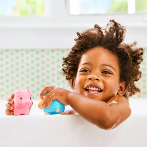 BPA giocattolo da bagno in gomma gratuito animale cartone animato bambino vasca da bagno per bambini spruzzo d'acqua giocattolo da bagno senza foro Set di stampi giocattolo da bagno per animali marini per bambini