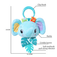 Hochet pour bébé avec animal en peluche froissé, jouet vibrant à tirer, jouet à suspendre à la poussette
