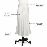 Jupe trapèze longue pour femme, taille haute, longueur cheville, en nylon et soie, 260g, vêtements de luxe de créateur pour la vente en gros aux boutiques