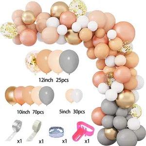 Party Decorations Balloon Garland Arch Kit 129pcs Rose Gold Peach Nude Grey Latex Balloons 10inch Chrome Latex Balloons