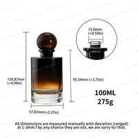 Flacon de parfum en verre à col long de 100 ml avec vaporisateur pompe, design sérigraphié personnalisable, emballé en carton, logo personnalisé