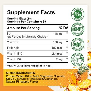 Gotas Líquidas OEMIron con Vitamina B6 y Vitamina <span class=keywords><strong>C</strong></span>, Suplemento Dietético para Aumentar la Vitalidad y la Inmunidad - Product Image 2