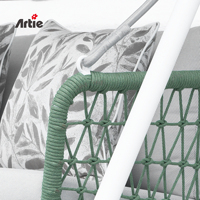 Fauteuil suspendu double Artie Garden Furniture, design moderne en corde tressée, structure en aluminium, pour patio.