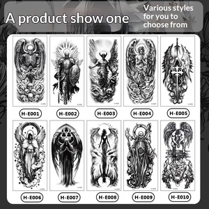 Nuovo Adesivo per <span class=keywords><strong>Tatuaggio</strong></span> Temporaneo Personalizzato a Mezzo Braccio, Teschio Bianco e Nero, Colorato, Impermeabile, Piccoli Animali Realistici per Adulti - Product Image 4