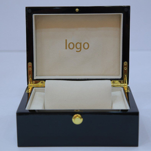 Luxury Presentation Case <b>Black</b> Wooden Watch <b>Box</b> Leather Lined Watch Case Gift Packaging Display Storage <b>Box</b> Custom Logo - Product Image 1