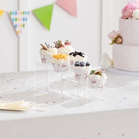 Présentoir à dessert en acrylique transparent, surface polie, style moderne et minimaliste, pour buffet de luxe, hôtel, présentation de nourriture pour mariage et traiteur