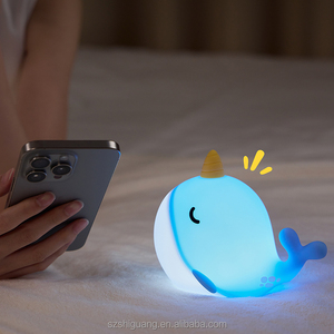 Cute Whale LED Mini <strong>Bedside</strong> Lamp <strong>Touch</strong> Control USB Rechargeable Night <strong>Light</strong> for Kids Room Modern Style - Product Image 6